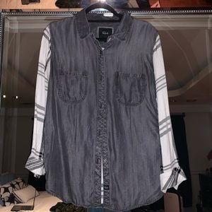 Rails Plaid and Denim Button-down Top